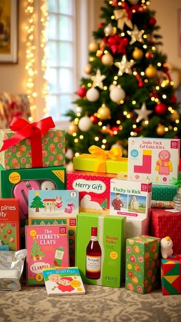 Top Christmas Gift Ideas for 7-Year-Old Girls A variety of Christmas gifts for a young girl, including craft kits, books, and toys, arranged under a Christmas tree.